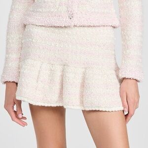 LoveShackFancy Velman Tweed Pink and Cream Mini Skirt size M
